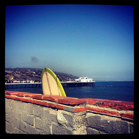 California surf: Beach wall at Malibu, California