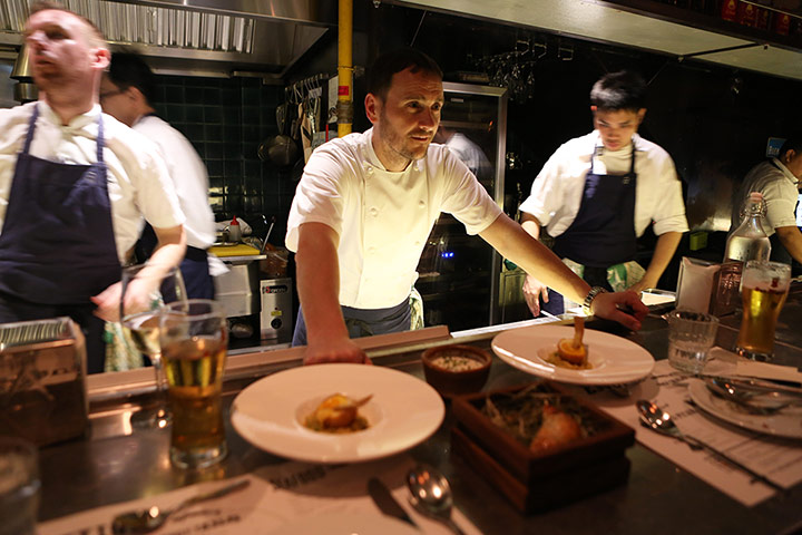 Jason Atherton: Jason Atherton during dinner service at his Esquina restaurant in Singapore