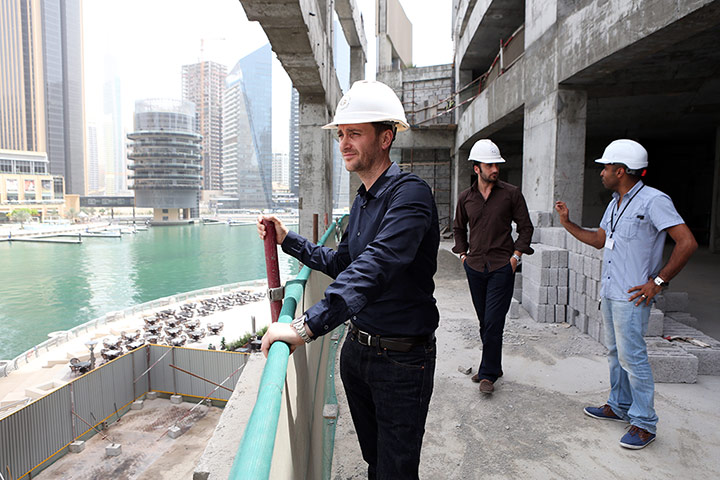 Jason Atherton: Atherton surveying the scene of the building site 