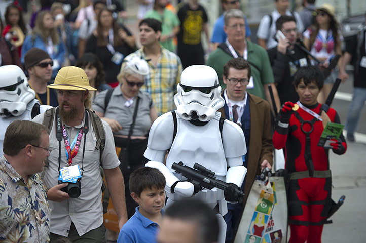 Comic-con: A Storm Trooper walks through the crowd