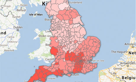 Map Uk House Prices Shelter map of housing costs by area