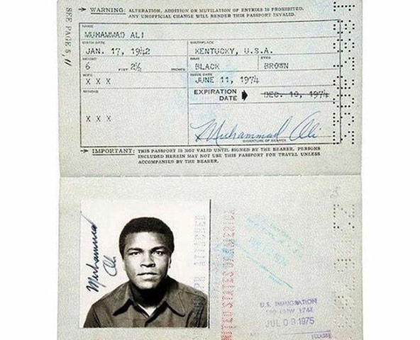 Famous Peoples Passports: Muhammad Ali
