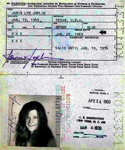 Famous Peoples Passports: Janis Joplin