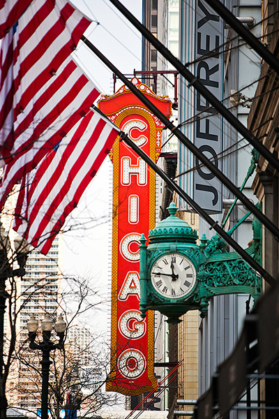 Chicago in pictures: Flags outside Macy's Chicago