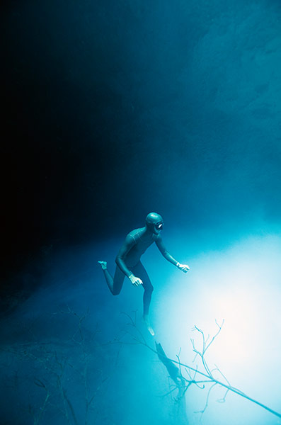 Free diving: Exploring a cenote in Mexico