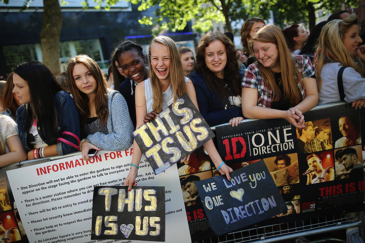 One Direction fans: One Direction fans take their positions in Leicester Square, London ahead o