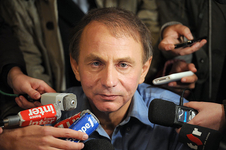 Readers' 10: French novelist Michel Houellebecq speaking to the press