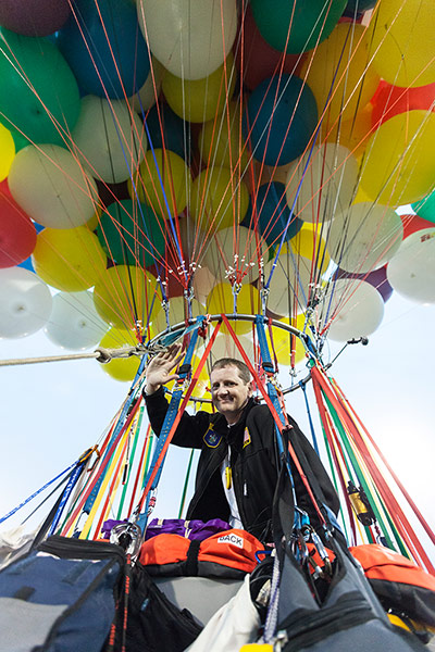 Jonathan Trappe and balloon cluster
