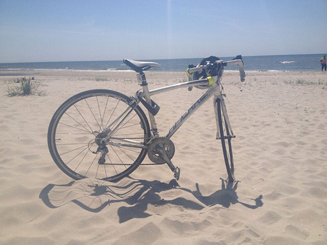 GreatSummerHolidayPhotos: Reaching the Baltic: bicycle on beach