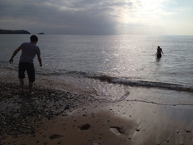 GreatSummerHolidayPhotos: Searching Fistral Beach for our frisbee that landed in the sea