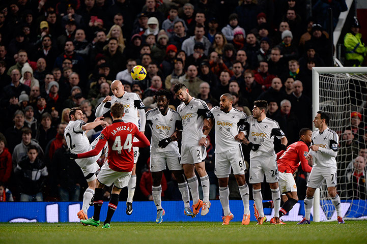 United v Swansea: Adnan Januzaj free-kick