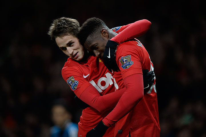 United versus Swansea: Welbeck is congratulated by Adnan Januzaj