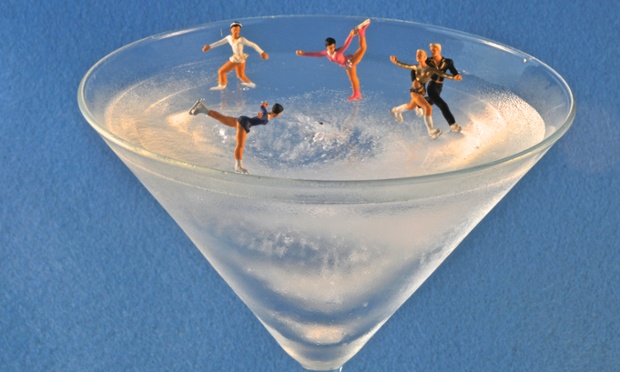 Digure skaters on a frozen martini