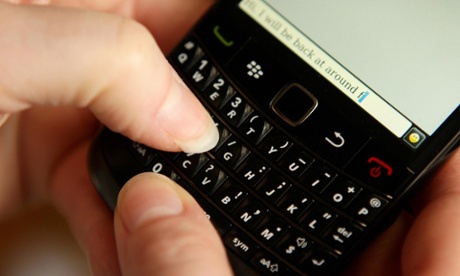 Texting on BlackBerry mobile phone