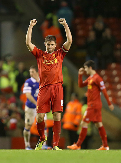 Tuesday's matches: Steven Gerrard celebrates