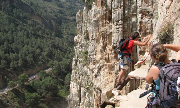 El Caminito del Rey - or the King’s Little Pathway - is a ramshackle trail threaded along the dramatic walls of the El Chorro gorge in the province of Malaga. The 1,200m long walkway was built at the turn of the century to help workers construct nearby hydroelectric plants. Although it is officially closed and some sections are incomplete, many tourists still brave the route, using harnesses and climbing gear to traverse the gaps in the path. The local council are currently trying to refurbish walkway, and it is hoped it will be made safe for visitors by 2015, though it is unlikely that anything will detract from the hair raising 300 foot drop below.