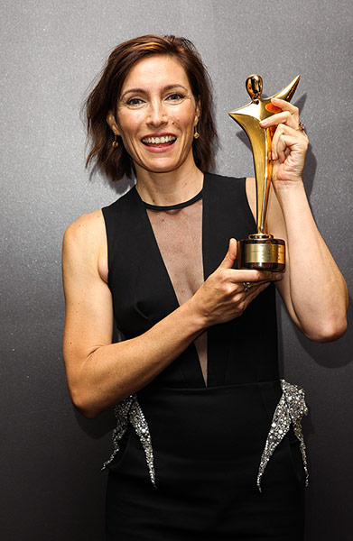 AACTA: Claudia Karvan poses with her award for Best Lead Actress in a Television D