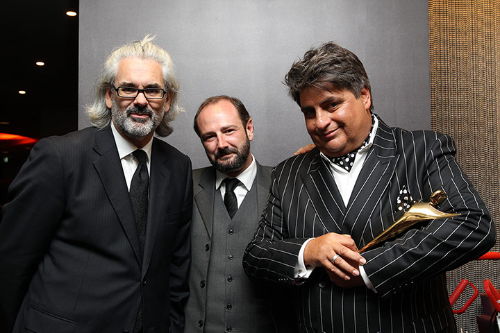 AACTA: Matt Preston (right) poses for a photograph with an award for Best Reality 