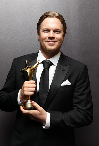 AACTA: Luke Ford poses for a photograph with his award for Best Supporting Actor i