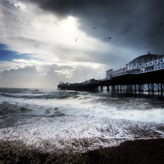 Brighton pier on a stormy day