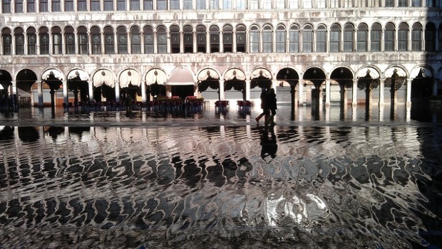 Piazza San Marco in Venice after the high tide (aqua alta)