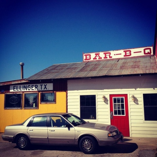 Roadside barbecue joint en route from Houston to Austin