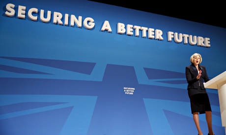 Theresa May speaking at the Conservative conference