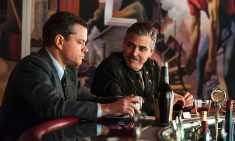Matt Damon (lef), and George Clooney in The Monuments Men, which tells the story of how a team of allied men and women helped recover priceless artworks stolen by the Nazis.