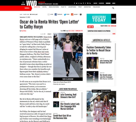 The open letter to Cathy Horyn on WWD