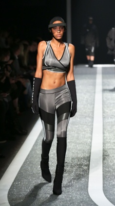 A model in full bodycon athleisure gear, courtesy of Alexander Wang for H&M.