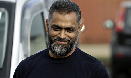 Moazzam Begg leaves Belmarsh prison, 1 October 2014. Photograph: Lefteris Pitarakis/AP