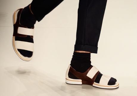 Socks and sandals at the Colcci fashion show during Sao Paulo Fashion Week Winter 2015