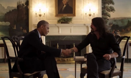 US president Barack Obama meets Grohl for the series.