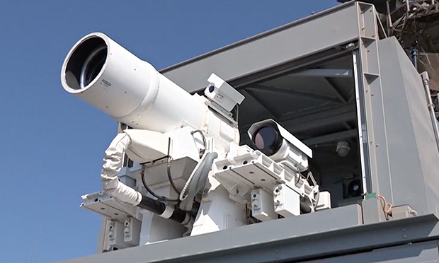 US navy demonstrates ship-based laser weapon – video