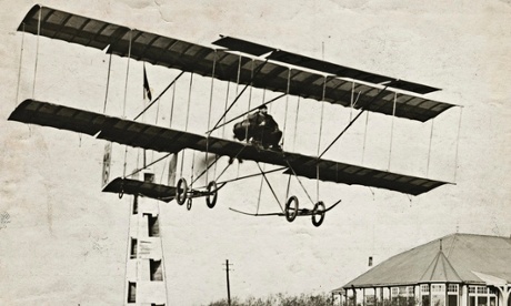 Henri Farman in a Farman biplane