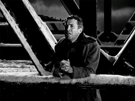 On the brink … James Stewart contemplates suicide in It's a Wonderful Life.