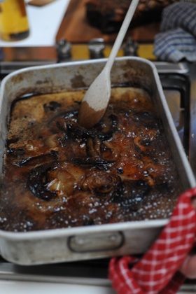 Simmer the juices with some good-quality cider for 30 minutes for a great gravy.