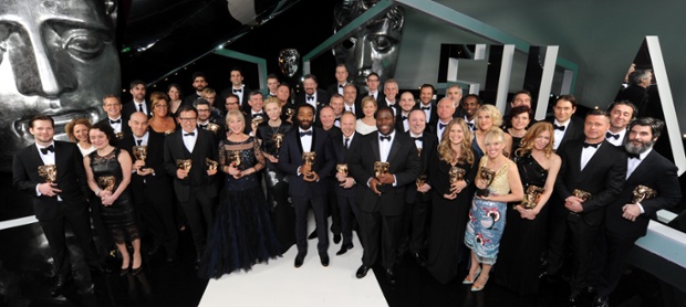 A group shot of all the winners following the Bafta Awards.