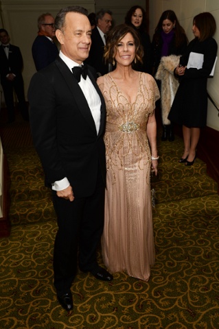 Tom Hanks and Rita Wilson at The Grosvenor House Hotel.