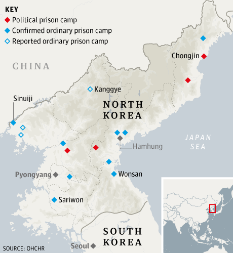 North Korea prisons map