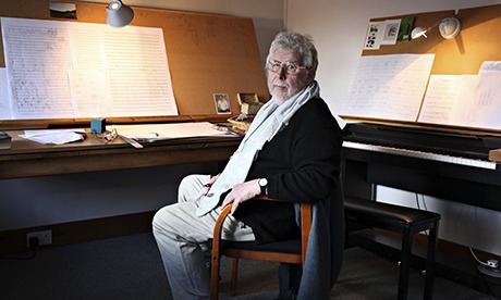 Harrison Birtwistle in his studio at home in Dorset.
