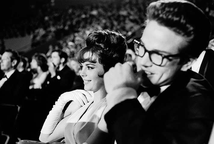 LIFE at the Oscars: Natalie Wood and Warren Beatty watch the 1962 Academy Awards