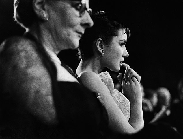 LIFE at the Oscars: Audrey Hepburn anxiously chews her finger nail just before she was announce