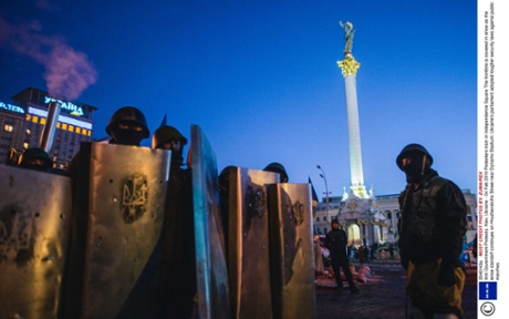 Protesters train in Independence Square.