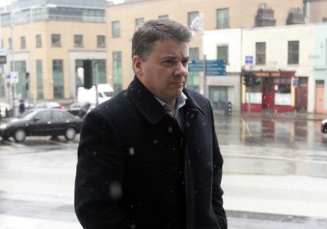 Former chief financial officer Anglo Irish Bank Pat Whelan arriving at Dublin Criminal Court, Ireland, Wednesday, Feb. 5, 2014.