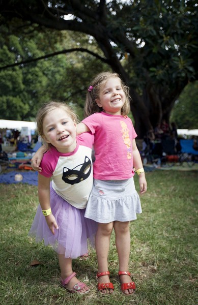 WOMADelaide festival: Lucy Daniel, 3 with her sister Nina Daniel, 4 both from Adelaide Hills