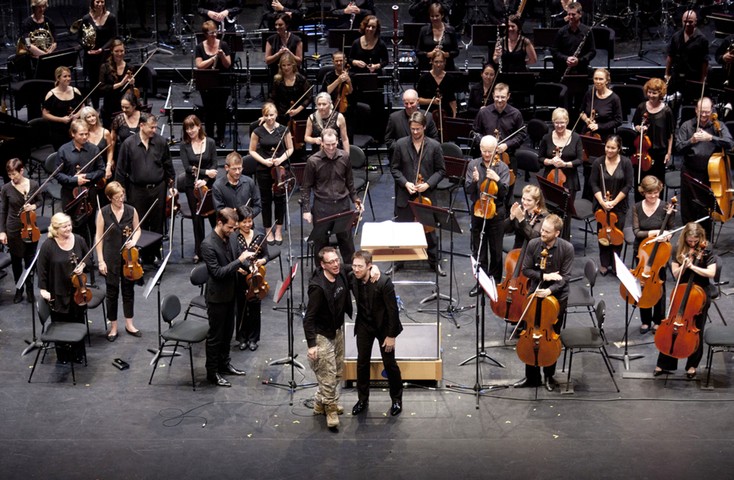 Adelaide Festival 2014: John Zorn on stage with conductor David Fulmer