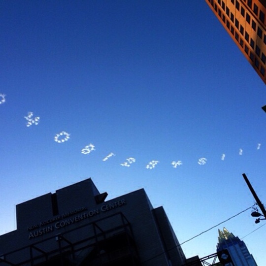 Skywriting in the sky above Austin