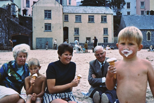 On the beach at Tenby, Pembrokeshire, about 1969