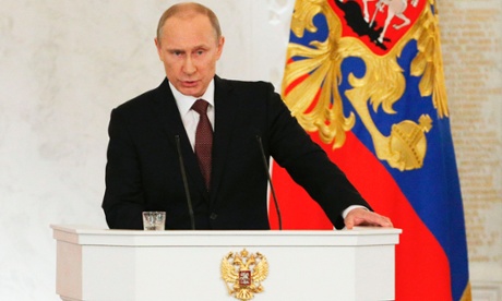 Russian President Vladimir Putin addresses the federal assembly.